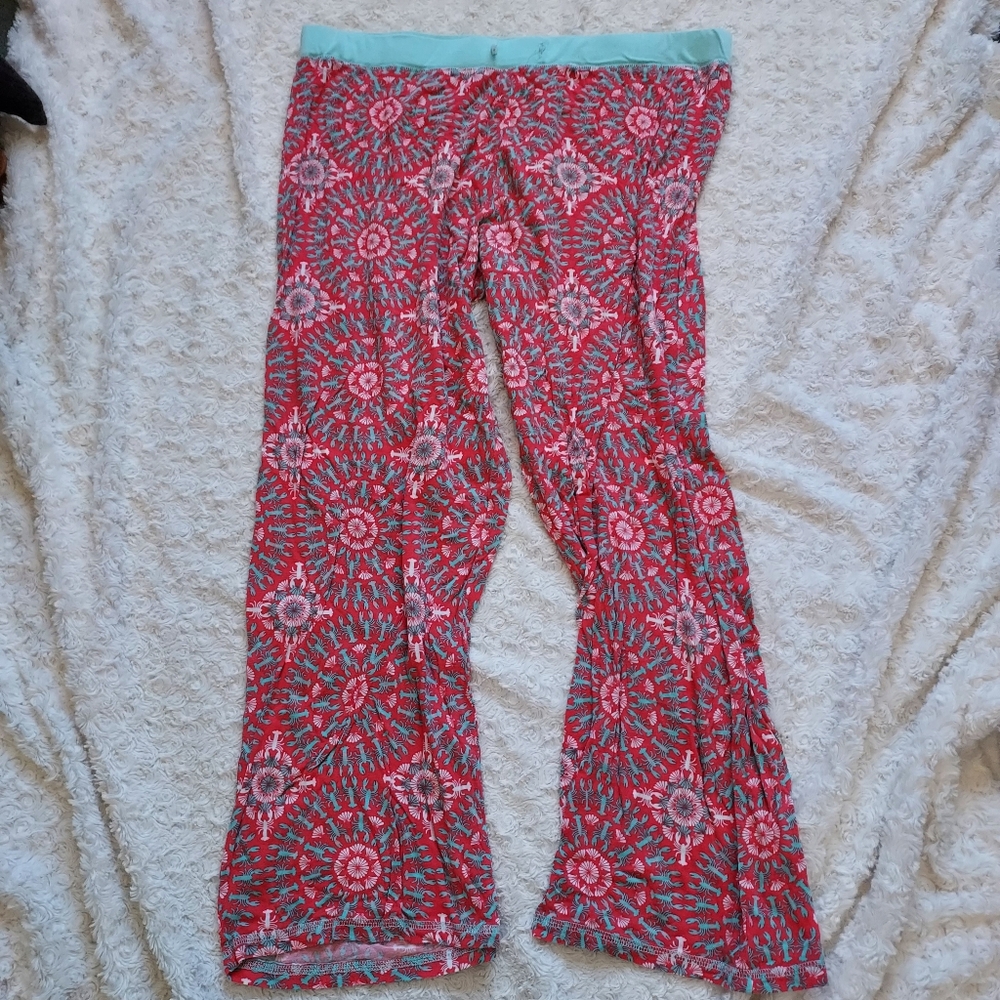 Red Lobster Mandala Rayon Loungewear Comfy Pajama Bottoms XL Whimsy Quirky Boho